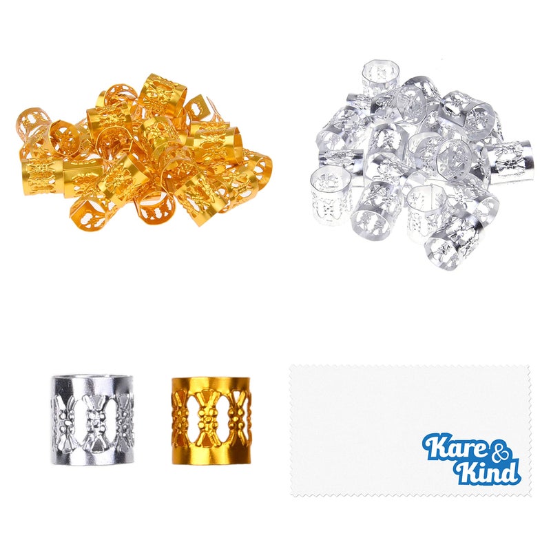 Kare Kind hair braid cuff gold and silver 200pcs - Kare & Kind 200x Aluminum Hair Cuffs - Image 1
